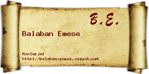 Balaban Emese névjegykártya